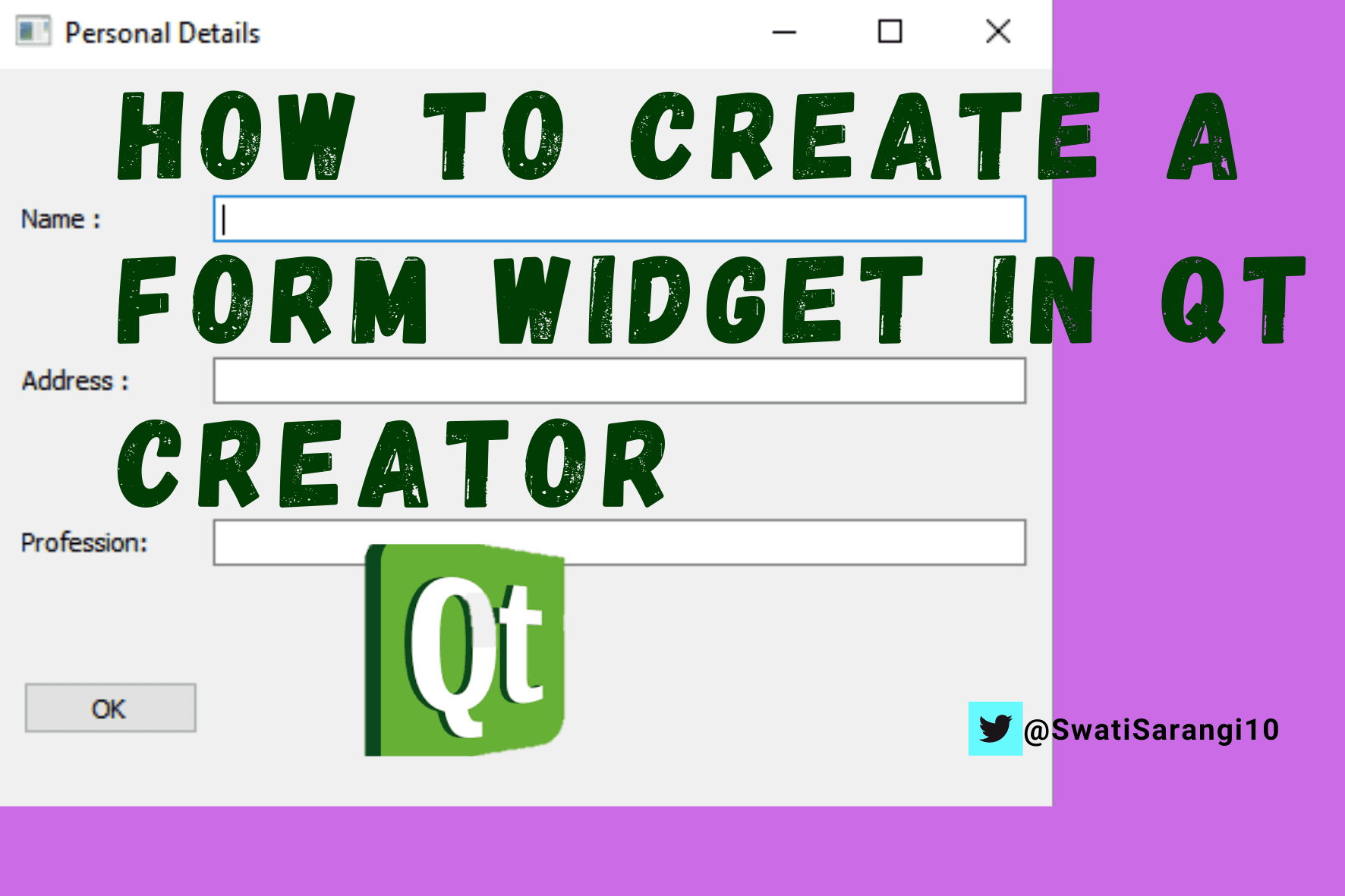 How to create a form widget in QtCreator for entering personal details